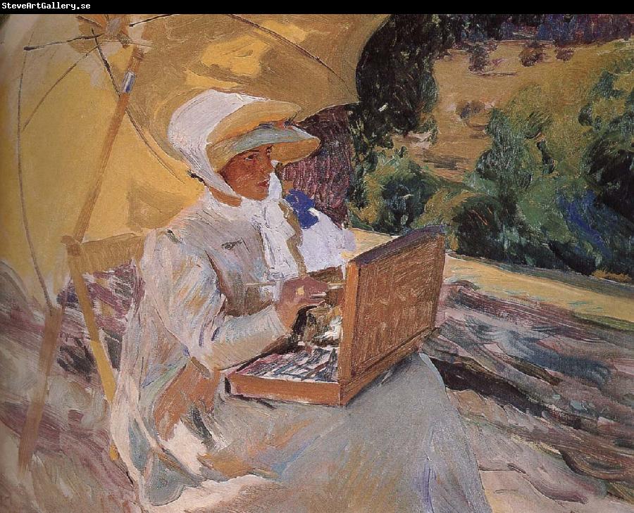 Joaquin Sorolla Maria Pardo sketching in